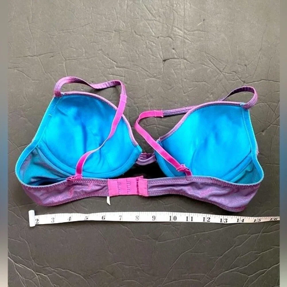 Lily Of France Vintage Push Up Underwire Bra -Lilac Metallic Sparkle Size 36B